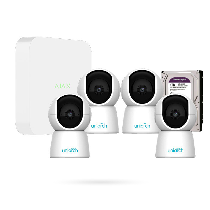 Kit 4 cámaras de vigilancia para ver desde el móvil con NVR AJAX